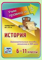 История. 6-11 классы. Завоевательные походы монголов в XIII веке. Таблица-плакат. ФГОС