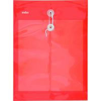 Папка-конверт на завязках, прозрачная красная