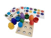Развивающая игра Монтессори "Яички на подставках" (с карточками, 7 цветов)