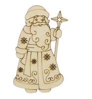 Деревянная заготовка "Дед Мороз с посохом", 9,5x5,4x0,3 см, арт. L-1322