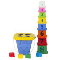 Ведро детское "Башня", с крышкой и 4 логическими фигурами