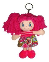 Мягкая кукла в розовом платье, 15 см (малиновые волосы)