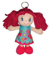 Мягкая кукла в голубом платье, 15 см (малиновые волосы)