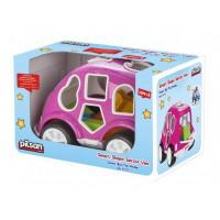 Машинка-сортер с кубиками Pilsan "Smart Shape Sorter Car", розовая, арт. 03-187