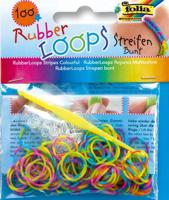 Резинки для браслетов "Полоски. Rubber Loops", цвет: ассорти, 1 крючок, 12 застежек, 100 штук, арт. 339177