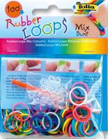 Резинки для браслетов "Микс цветной. Rubber Loops", цвет: ассорти, 1 крючок, 12 застежек, 100 штук, арт. 339109