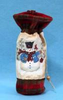 Новогодний мешочек для бутылки "Снеговик в цилиндре", арт. 35413