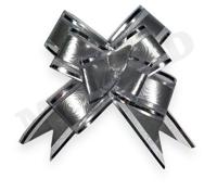 Бант-бабочка "Узор", серебряный с серебряной окантовкой, 3 см
