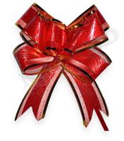 Бант-бабочка "Узор", красный с золотой окантовкой, 3 см