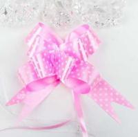 Бант-бабочка с принтом "Горошек", розовый, 3 см