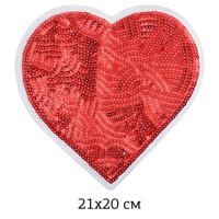 Термоаппликации с пайетками "Сердце красное", 21х20,5 см, 2 штуки, арт. TBY.2160 (количество товаров в комплекте: 2)