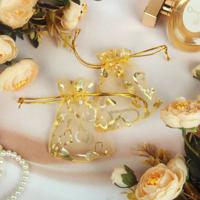 Мешочки подарочные "Сердечки", цвет: золотой, (S) 7x9 см, 10 штук, арт. 1195304 (количество товаров в комплекте: 10)