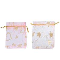Мешочки подарочные "Сердечки", цвет: розовый с золотом, (S) 6,5x8,5 см, 10 штук, арт. 1195301 (количество товаров в комплекте: 10)