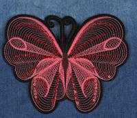 Термоаппликация с пайетками "Бабочка", цвет: красный, 15,5x12 см, арт. 3022232