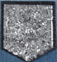 Термоаппликация с пайетками "Карман", цвет: серебро, черный, 11x10,5 см, 5 штук, арт. 4338580 (количество товаров в комплекте: 5)