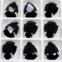 Хрустальные стразы в цапах "Капля", цвет: 103 черный, 8 мм, 2 штуки