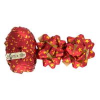 Набор для оформления подарков: банты + лента, цвет красный с золотыми звездами