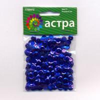 Пайетки граненые "Астра", 6 мм, 10 г, цвет: темно-синий