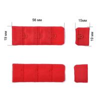 Застежка с крючками 3x1 для бюстгальтера, 1,9 см, цвет: 100 красный, 50 штук (количество товаров в комплекте: 50)