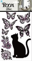 Наклейки для интерьера "Кошечка с бабочками"