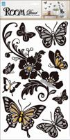 Наклейки для интерьера "Бабочки с цветами"