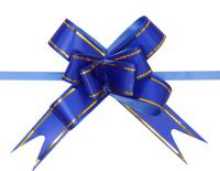Комплект бантов-бабочек, цвет: синий золотая полоса, 1,7x34 см, 10 штук, арт. AR502