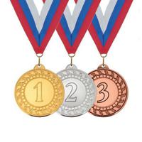 Комплект медалей с лентами "Триколор" (1, 2, 3 место)