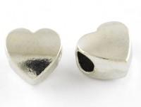 Шармы-евробусины "Сердце", цвет: античное серебро, 10,5x10,5x7 мм, 5 штук