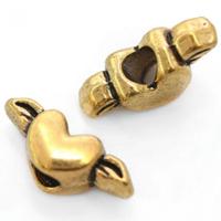 Шармы-евробусины металлические "Сердце", цвет: античное золото, 8х20х8 мм, 5 штук