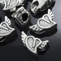 Шармы-евробусины металлические "Сердце", цвет: античное серебро, 12х17х8 мм, 5 штук