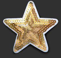 Термоаппликации с пайетками "Звезда", цвет: золото, 77 мм, 2 штуки, арт. ГФ931 (количество товаров в комплекте: 2)