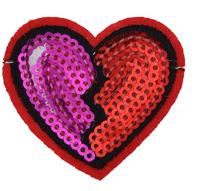 Термоаппликации "Сердце с пайетками", цвет: двухцветное, 4х4 см, 10 штук (количество товаров в комплекте: 10)