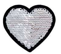 Термоаппликации "Сердце с пайетками", цвет: серебро, 5х5 см, 10 штук, арт. TBY-2162 (количество товаров в комплекте: 10)