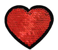 Термоаппликации "Сердце с пайетками", цвет: золото, красный, 5х5 см, 10 штук, арт. TBY-2160 (количество товаров в комплекте: 10)