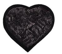 Термоаппликации "Сердце с пайетками", цвет: черный, 6х5,5 см, 10 штук, арт. TBY-2156 (количество товаров в комплекте: 10)