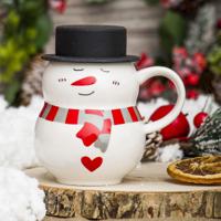 Кружка - снеговик "В шляпе 1", керамика, 300 мл