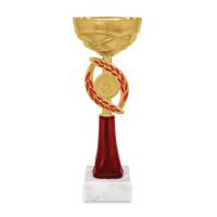Кубок металлический "Динара", 80х80х230 мм, основание мрамор, цвет золотой, цоколь красный