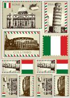 Рисовая карта для декупажа "Почтовые марки. Италия", 21x30 см, 3 штуки, арт. АМ400125 (количество товаров в комплекте: 3)