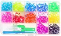Резиночки для плетения двухцветные, 12 цветов, станок-рогатка, крючок, 600 штук