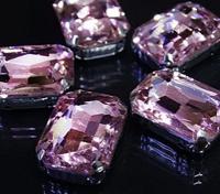 Хрустальные стразы в металлических цапах, цвет: серебро, светло-розовый, 13х18 мм, 3 штуки в упаковке