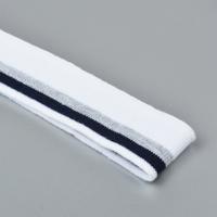 Подвяз трикотажный, цвет: белый с темно-синей и серебряной полосами, 3,5х80 см, 5 штук (количество товаров в комплекте: 5)