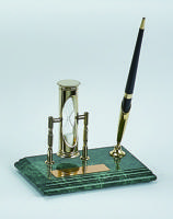 Настольный набор: ручка, песочные часы, 9x14,5x1,8 см, мрамор
