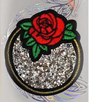 Аппликация со стразами "Круг с розой", 7,5x7 см, арт. W0057