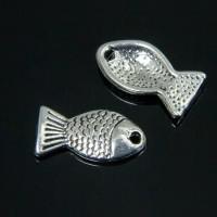 Набор кулонов "Рыба", цвет: античное серебро, 14х7,5 мм, 20 штук