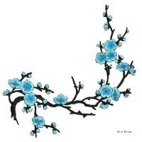 Термоаппликация "Цветы", голубая, 35х10 см