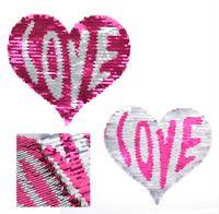 Аппликации пришивные "Сердце Love", цвет: розовый, серый, 20х20 см, 2 штуки (количество товаров в комплекте: 2)