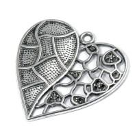 Кулон "Сердце", 47x46x5 мм, цвет античное серебро, 1 штука