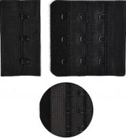 Застежка с крючками 3х3 для бюстгальтера, 5 см, цвет: черный, 100 штук, арт. 5154 (количество товаров в комплекте: 100)