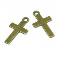 Кулон "Крест", 24x13х1 мм, бронзовый (10 кулонов в комплекте) (количество товаров в комплекте: 10)