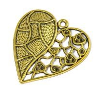 Кулон "Сердце", 47x46x5 мм, античное золото, 1 штука